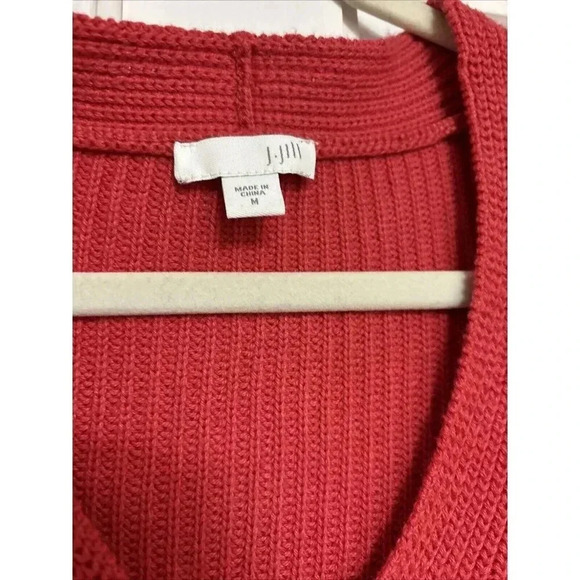 J. Jill Sz M Dark Berry Pink V-Neck Sweater Heavyweight Pullover - Picture 2 of 6